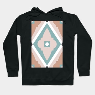 Abstract geometric diamond pattern white, sand color and light green Hoodie